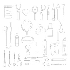 medical icons set. Dental Line Icon Set . Simple Set of Dental Related Vector Line Icons, Outline Symbol Collection medical icons set. Set of medical icon.