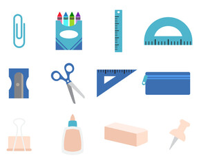 Supplies of back to school collection illustration