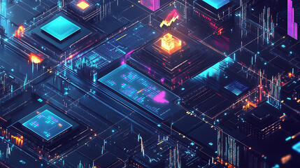 Fototapeta premium A blockchain-powered cryptocurrency exchange with charts showing live market data (3)