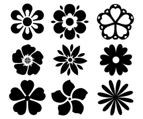 Flower silhouette geometric simple shapes flat design illustration