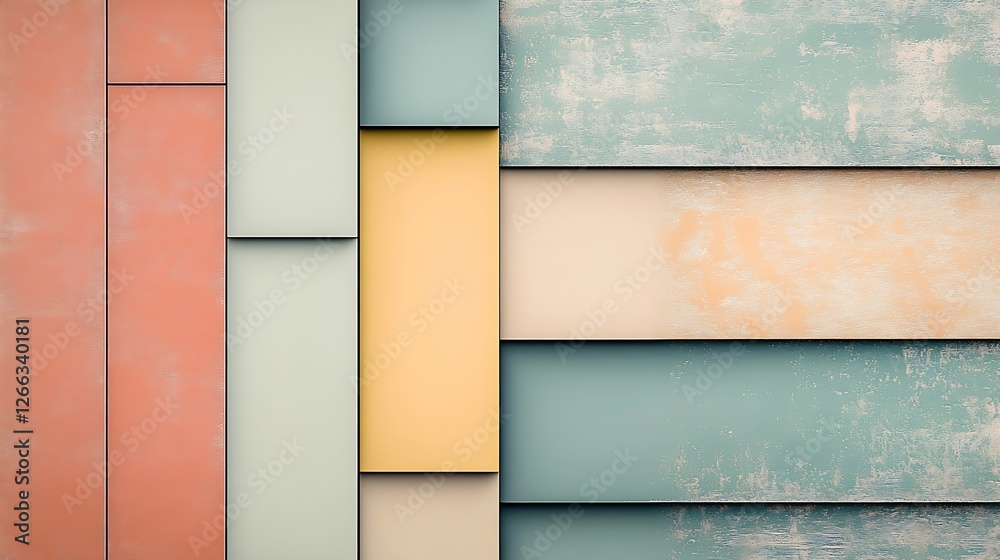 Poster colorful abstract arrangement of geometric tiles in earthy hues perfect for enhancing modern living 
