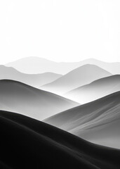 Minimalist desert landscape in monochrome