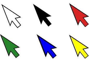 いろんな色の矢印カーソルのアイコンイラスト