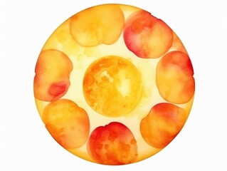 Abstract Watercolor painting, peaches with light, round shape for wallpaper, background image