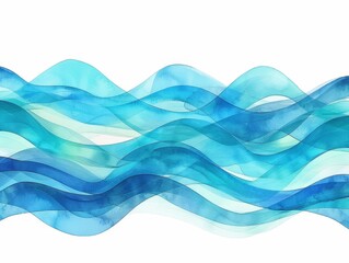 Abstract Watercolor Ocean Waves serene graphic resource against a white background