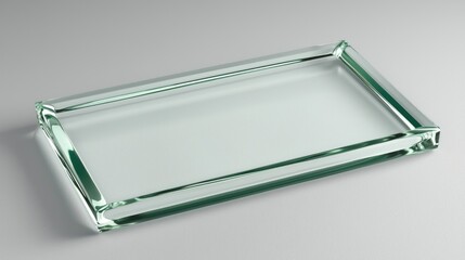 Empty Clear Glass Tray on Light Gray Surface