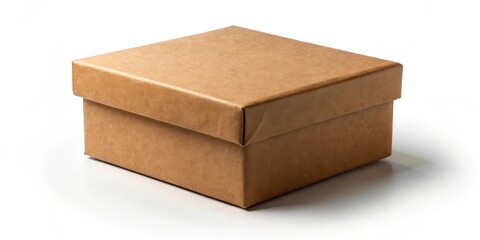 A simple brown cardboard gift box sits on a white background, ready for packaging and presentation.