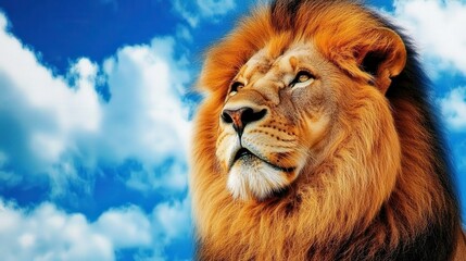 Fototapeta premium Majestic Lion Gazing Over the Savanna Landscape