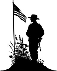 black and white memorial day silhouette
