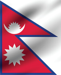 Nepal flag official colors and proportion digital vector illustration. Pleated flag.