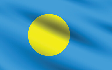 Palau flag official colors and proportion digital vector illustration. Pleated flag.