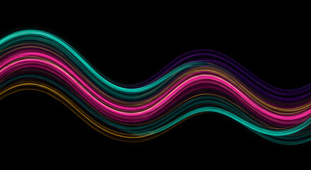 Abstract wave lines pattern dynamic colorful light flowing isolated on a black background&mdash;the concept of music, party, technology, modern. Abstract flowing wavy lines. Colorful dynamic wave