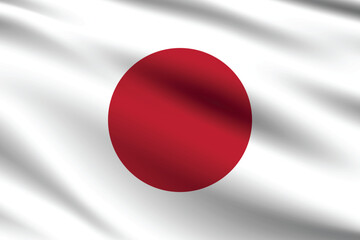 Japan flag official colors and proportion digital vector illustration. Pleated flag.