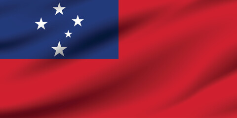 Samoa flag official colors and proportion digital vector illustration. Pleated flag.