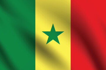 Senegal flag official colors and proportion digital vector illustration. Pleated flag.