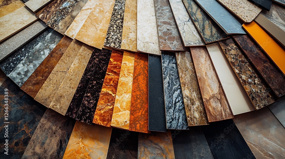 Poster selection of marble textures and colors for home interior design options : generative ai