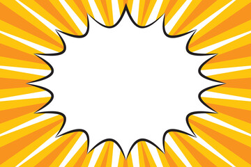 吹き出しフレームとオレンジ色の集中線のバック