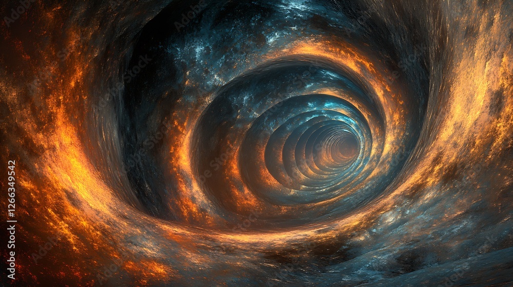 Aufkleber A mesmerizing art piece depicting a fiery vortex leading into an otherworldly realm filled with cosmic colors : Generative AI