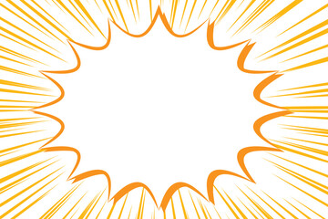 吹き出しフレームとオレンジ色の集中線のバック