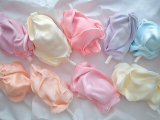 Pastel Cotton Candy Lollipops on White Background, Sweet Treat, Party Favors