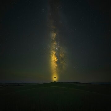 Cross Under the Milky Way Hope and Faith in the Night Sky