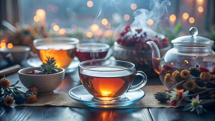 Fototapeta premium Relax Herbal Teas: Void Radiates Subtle Aromas for Mellow Equilibrium - Photo Stock Concept