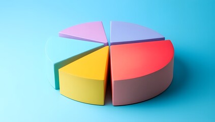 Obraz premium Colorful 3D Pie Chart on Light Blue Background (2)