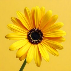 Obraz premium Vibrant Yellow Osteospermum Flower Close Up on Yellow Background