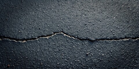 Obraz premium A Detailed Close-Up View of a Single Crack in a Dark-Gray Asphalt Surface