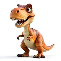 Fototapeta premium Adorable Cartoon Tyrannosaurus Rex Dinosaur 3D Render Cute Baby Dino Fun Illustration