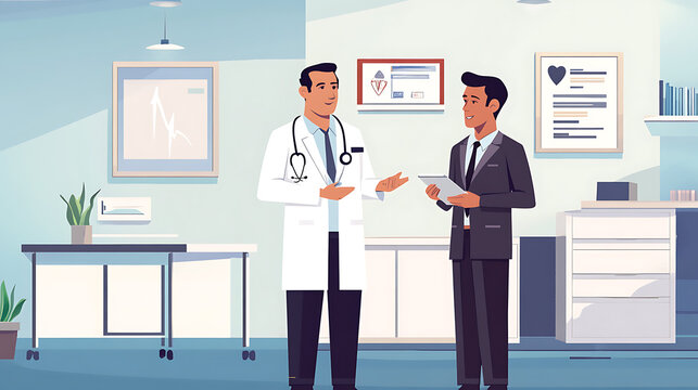 A doctor discussing medical bill discrepancies with a billing department representative