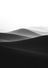 Minimalist desert landscape in monochrome