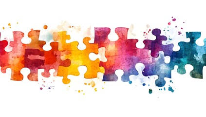 Colorful puzzle pieces, abstract design, teamwork, background image for a presentation