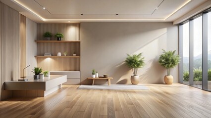 Serene Minimalist Living Room Interior Design with Natural Light and Wooden Accents