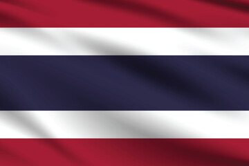 Thailand flag official colors and proportion digital vector illustration. Pleated flag.