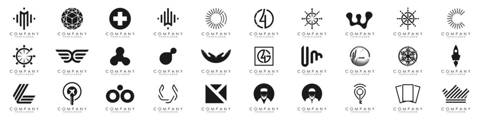 Logo set modern and creative branding idea collection for business company. simple logos, minimalist, abstract vector design.