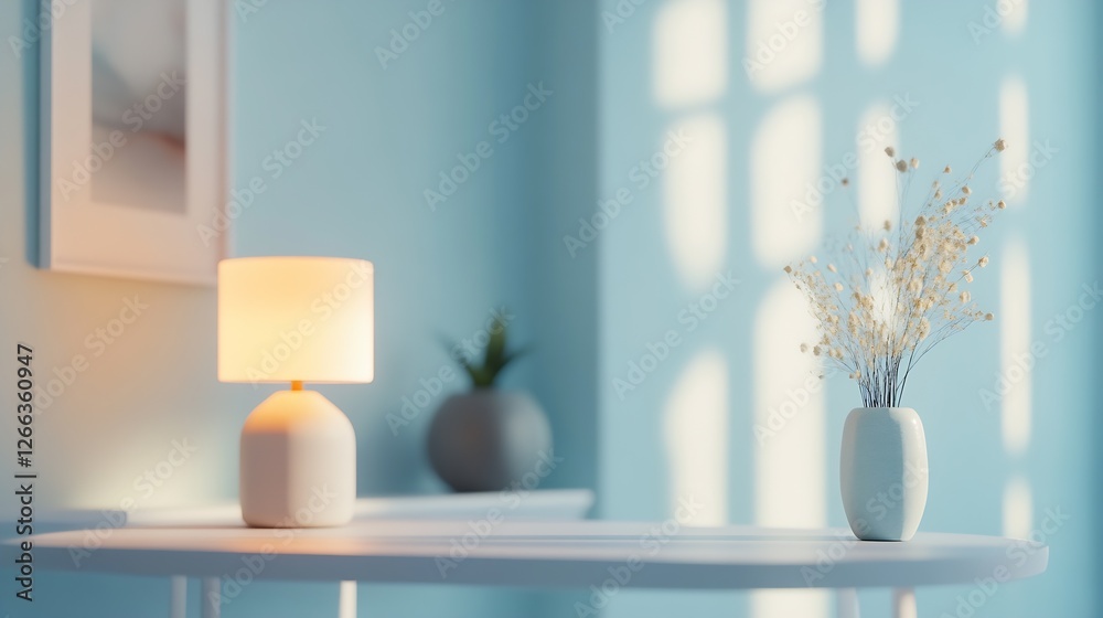 Poster serene workspace with gentle sunlight and minimalist decor enhancing creativity : generative ai
