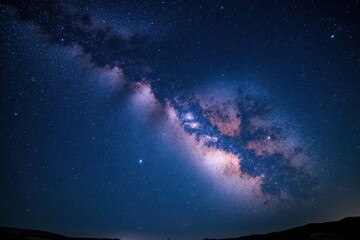 A Majestic View of the Milky Way Galaxy Over a Dark Sky: Capturing the Splendor of Stars, Nebulas, and Cosmic Wonders in a Remote Location of Earth