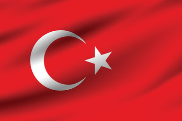 Turkey flag official colors and proportion digital vector illustration. Pleated flag.
