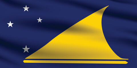 Tokelau flag official colors and proportion digital vector illustration. Pleated flag.