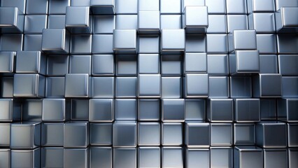 Abstract Metallic Cube Array  A Seamless Pattern of Shiny, Grey Cubes with Subtle Variations in Height
