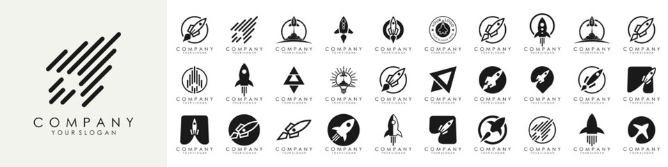 set of creative rocket logo design. vector illustration