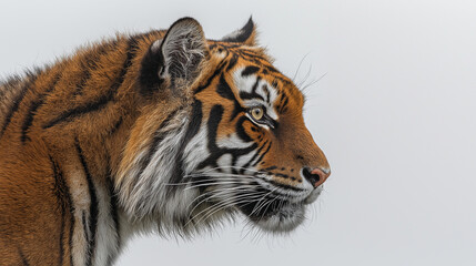 Obraz premium Majestic Bengal Tiger in Profile: Capturing the Grace and Power of the Wild in Stunning Detail