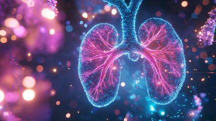 3D Rendering of Lungs Highlighting Cancer Affected Areas