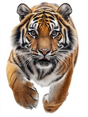 Fototapeta premium Majestic Bengal Tiger in Profile: Capturing the Grace and Power of the Wild in Stunning Detail. isolated white background