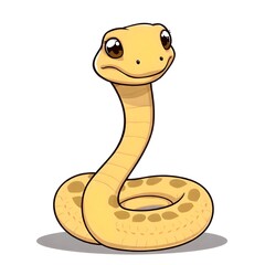 Fototapeta premium Adorable Cartoon Yellow Snake Illustration Cute Reptile Character Design Whimsical Wildlife Art