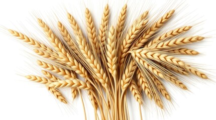 Obraz premium Golden Wheat Sheaves on White Background