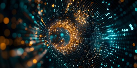 Abstract tunnel with radiating light particles