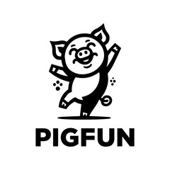 happy dancing pig logo design