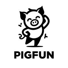 happy dancing pig logo design